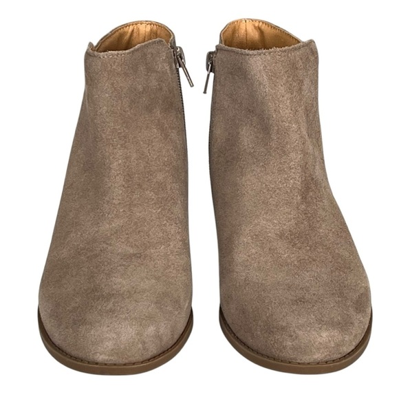 Sole Society “So-Breyon” Tan Suede Stacked Heel Boots Size 7.5 Medium - Picture 3 of 11